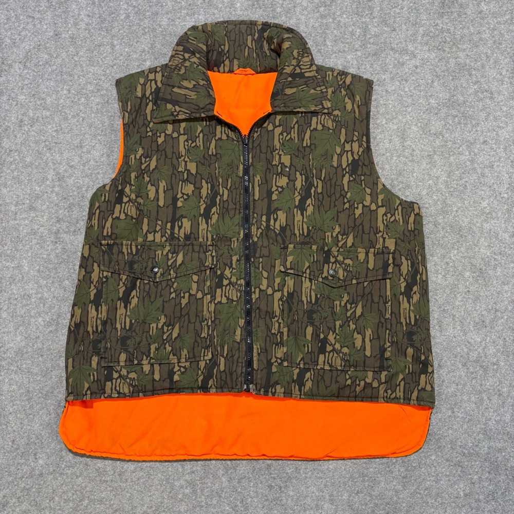 Winchester Trebark Camo Hunting Vest Mens Large Blaze Orange Reversible Quilted